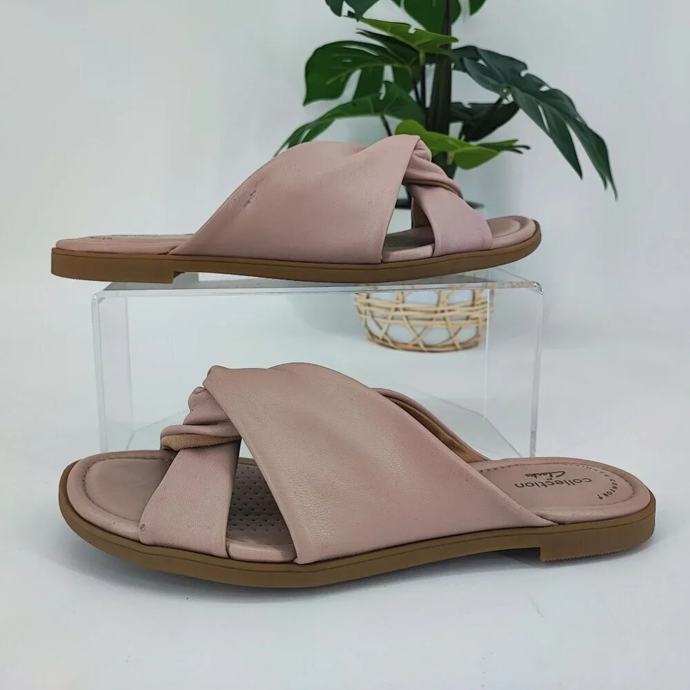 Clarks Collection Women’s Beige Leather Sandals Size 8